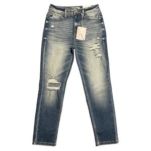 Kan Can 11" High Rise Relaxed Fit Distressed  Mom Jean KC9198L Size 7/27
